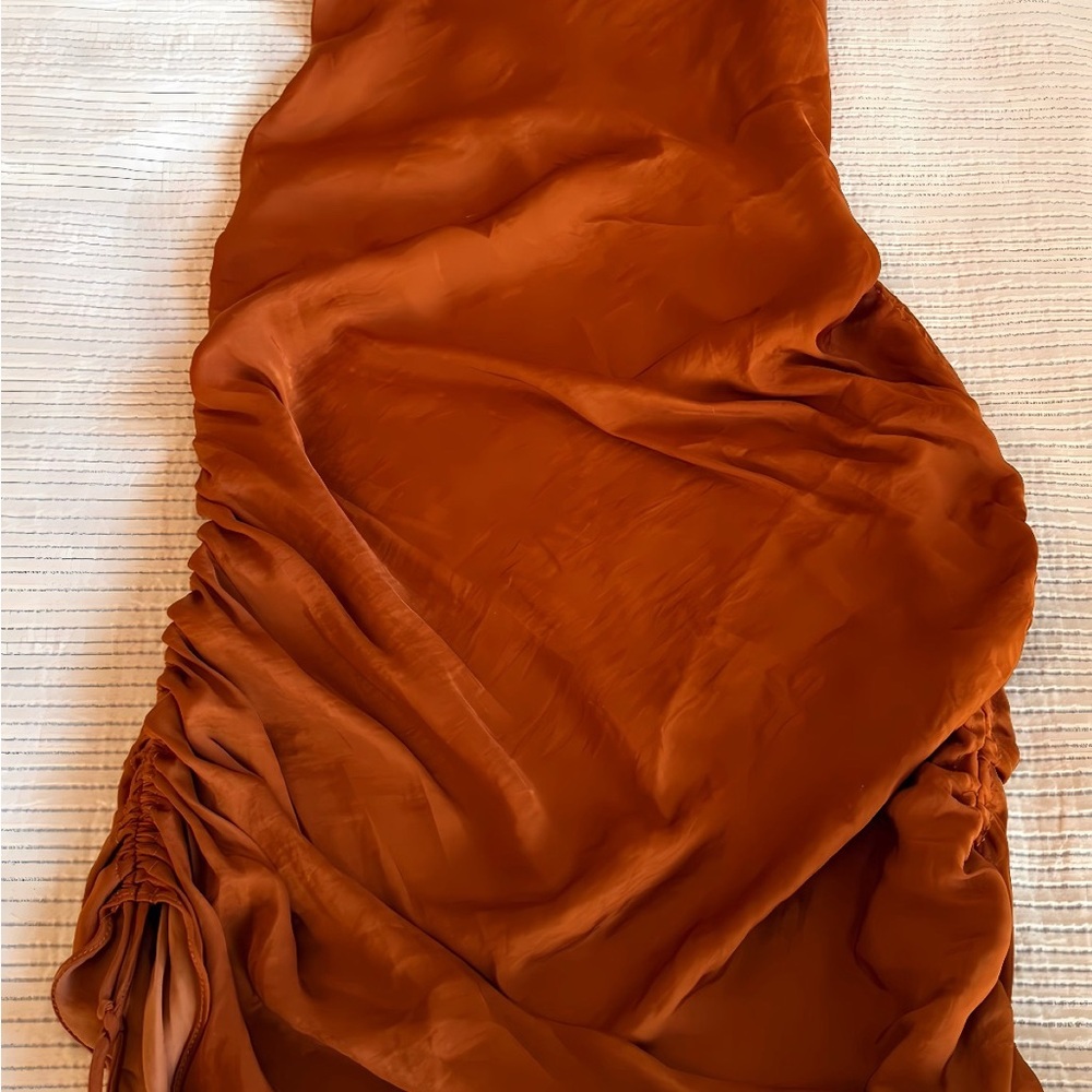 Boho Chic Party Girl!
Free People Copper Satin Ruched Midi Dress